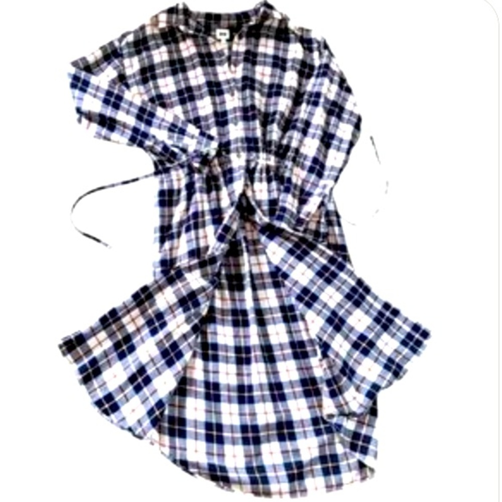 Uniqlo Plaid Flannel Drawstring Waist Dress